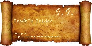 Izsák Izidor névjegykártya